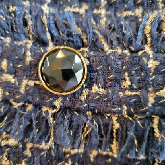 "Chanel Style" Unbranded Navy And Gold Tweed Fully Lined Shift Dress Size 2 - Picture 8 of 12